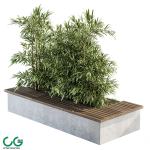 Architecture Bench with Plants Set 11